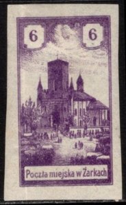 1918 Poland 6 Halerzy City Post Żarki Local Postage Stamp Reprint Imperf Unused