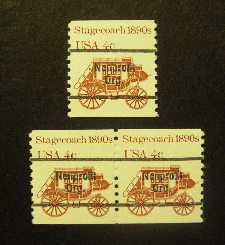 Transportation Coils, Scott 1898Ab, Pair & single, MNH Beauties