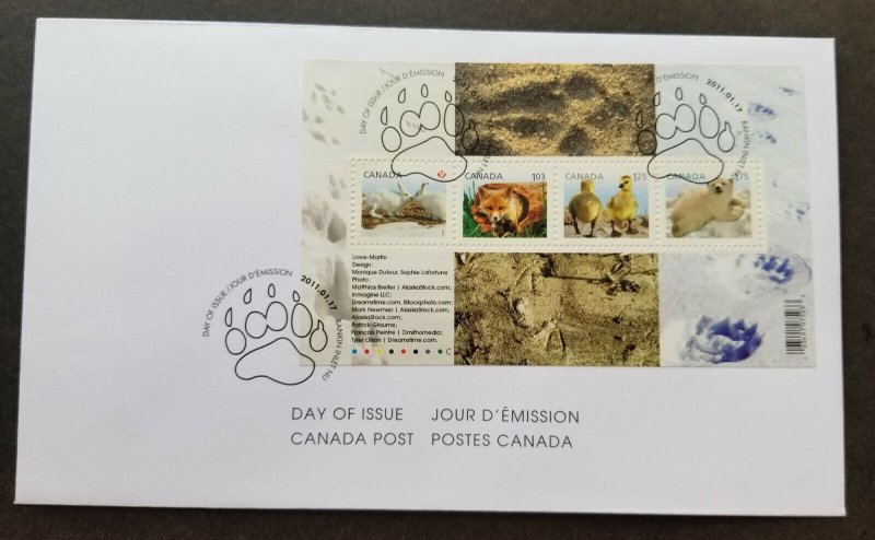 *FREE SHIP Canada Baby Wildlife 2011 Fox Duck Rabbit Polar Bear Fauna (FDC)