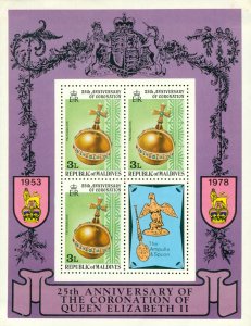 MALDIVES ISLAND  745  SHHEET/3 MH BIN $2.50   ROYALTY