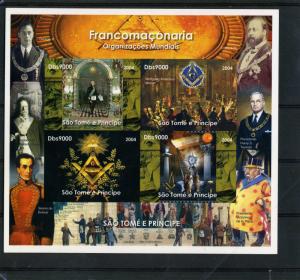 Sao Tome & Principe 2004 FREEMASONRY Deluxe Sheet Ungummed mnh.vf