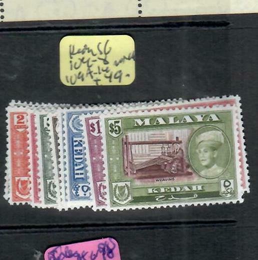 MALAYA  KEDAH   (P1606B)  SG 104-8, 109A-114        MNH