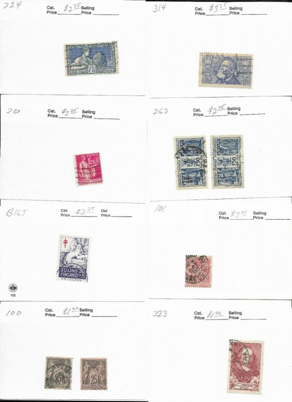 France LOT OF 10 STAMPS MH & Used CAT VALUE $24.00