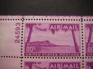 Scott C46, 80c Diamond Head, Honolulu, PB4 #24593 UL, MNH Beauty