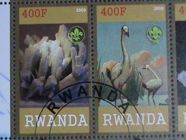 Rwanda Stamp:2009-Prehistory and Minerals CTO Stamp sheet-two complete sets