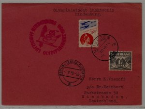 Netherlands/Germany Zeppelin card Olympiafahrt 30.7.36 Nijmegen