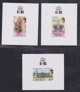 Liberia Stamps: 1978 QII Coronation Set/3; #813-815 vars; Souvenir Sheets/1; MNH