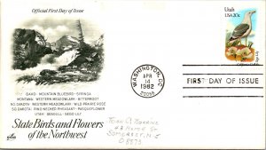 FDC 1982 SC #2002b Artcraft, California Gull & Sego Lily - DC Cancel - J5362