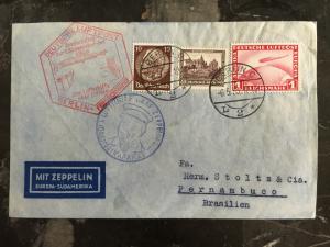 1933 Germany Graf Zeppelin Cover to Pernambuco Brazil LZ 127 1st SAF Sieger