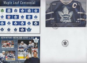 CANADA # 3042.02 TORONTO MAPLE LEAFS 100TH ANNIVERSARY FIRST DAY COVER of $5 S/S