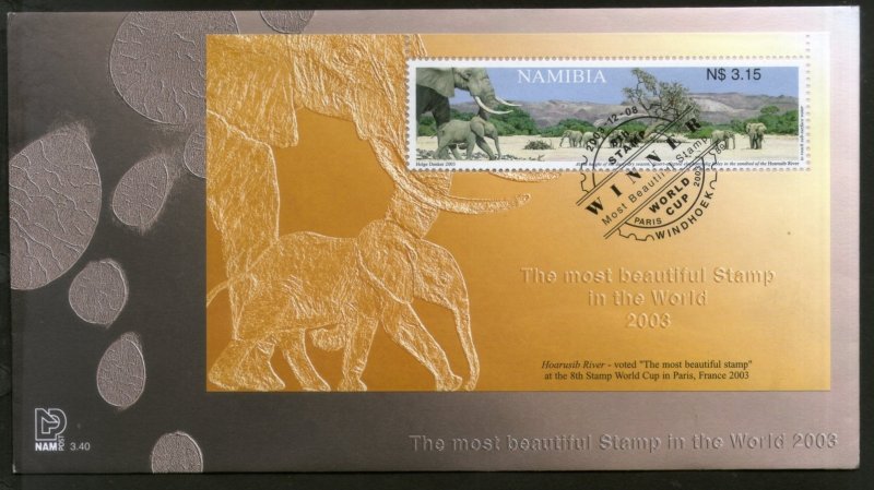 Namibia 2003 Elephant Ephemeral Rivers Wildlife Animals M/s on FDC # 16643