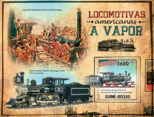 GUINEA BISSAU - 2011 - American Steam Locos  - Perf Souv Sheet-Mint Never Hinged