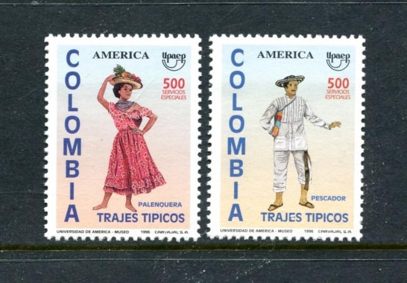 Colombia 1129-1130, MNH, America issue Postman Day 1996. x23465