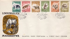 Indonesia 1959 Sc#473/478 Animals-Wildlife preservation Set (6) FDC