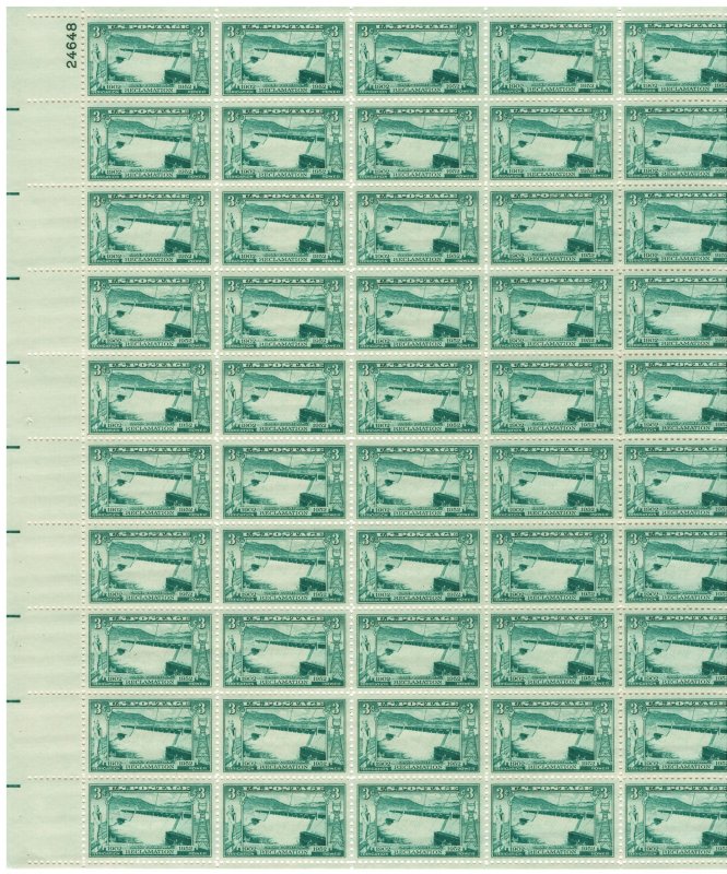 #1009 – 1952 3¢ Grand Coulee Dam – MNH OG Sheet