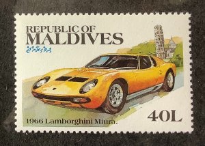 Maldive Islands 1983 Scott 992 MNH - 40L, Classic car,  Lamborghini Muira 1966