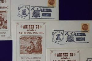 ARIPEX 1978 Philatelic show expo souvenir cachet cover set Mining industry 1734