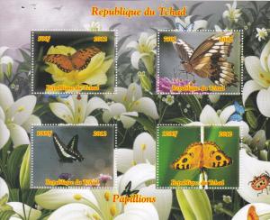 Chad Butterfly Souvenir Sheets, Not Listed, NH