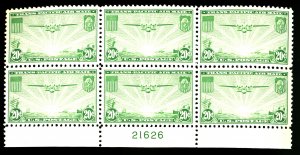 U.S. #C21 MINT PL# BLOCK OF 6 OG NH