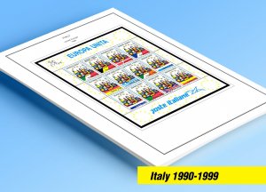 COLOR PRINTED ITALY 1990-1999 STAMP ALBUM PAGES (66 illustrated pages)