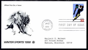 US 3180 Winter Sports PCS Typed FDC