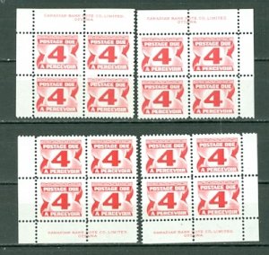 CANADA 1974 DUES #J31i IMPRINT CORNERS SET..PERF.  12 PVA GUM MNH...$10.00