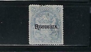 RHODESIA SCOTT #100B 1909 RHODESIA SURCHARGE- 5 POUNDS- (REVENUE) SPACE FILLER-