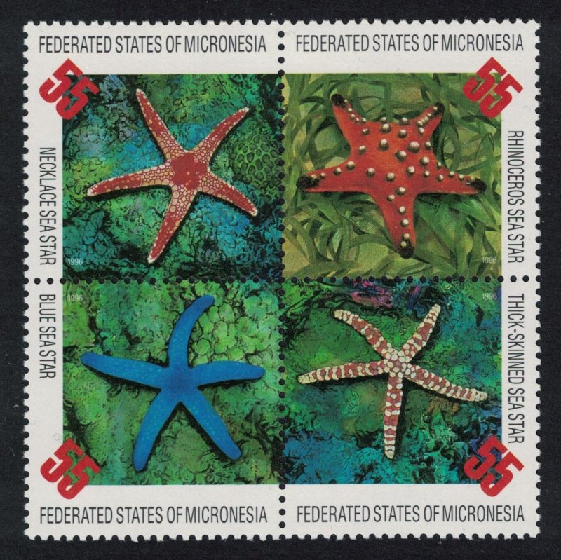 Micronesia Starfish 4v Block of 4 SG#490-493