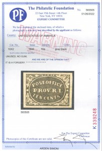 U.S. #10X2 FORGERY WITH PF CERT 