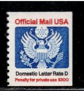 US # O139 Official Mail D Rate , End of Coil Roll , F-VF OG NH - I Combine S/H