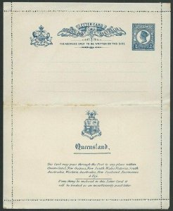 QUEENSLAND QV 2d lettercard fine unused....................................59979