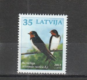 Latvia  Scott#  808  Used  (2012 Barn Swallow)
