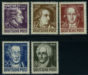 Germany, DDR 1949, W. von Goethe 5v, MNH