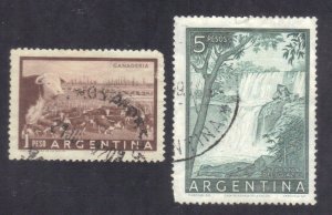 ARGENTINA SC #635, 639A USED 1p, 5p 1955-58