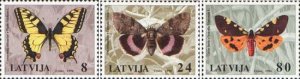 Latvia Lettland Lettonie 1996 Butterflies set of 3 stamps MNH