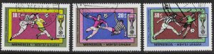 Mongolia Football World Cup 1970 (Mexico). Set of three canceled.