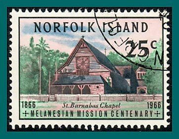 Norfolk Island 1966 Melanesian Mission, 25c used #98,SG75