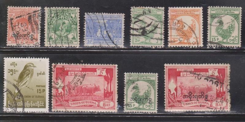 BURMA Selection Of Used Stamps - Some With Overprints