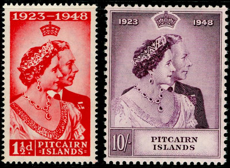 PITCAIRN ISLANDS SG11-12, ROYAL SILVER WEDDING set, NH MINT. Cat £40.