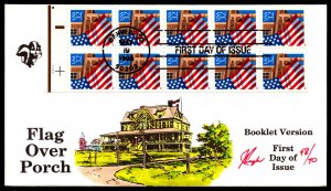 Scott 2916a 29 Cents Flag Over Porch Pugh Hand Painted FDC Booklet Pane 48 Of 70