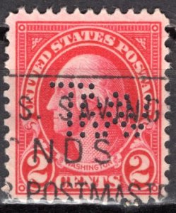 U.S.A.; 1927; Sc. # 634; Used Perf. 11 x 10 1/2 Single Stamp W/Perfins