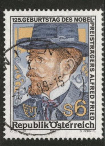 Austria Osterreich Scott 1478 used Alfred Fried stamp 1989