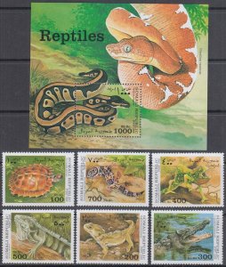 SOMALI REP # 004 CPL MNH SET of 6 + S/S - VARIOUS REPTILES