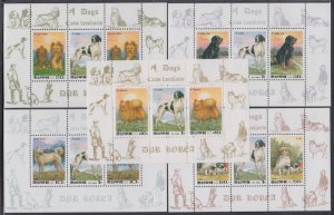 NORTH KOREA Sc #3295-9 CPL MNH SET of 5 DIFF S/S of 3 DOGS EACH