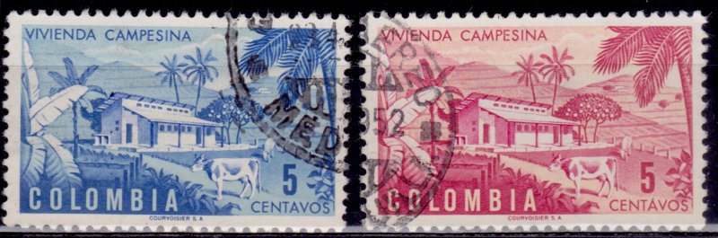 Colombia 1950, Colombian Farm, 5c, sc#589-90, used