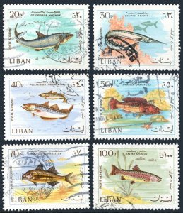 Lebanon C534-C539, used. Michel 1027-1032. Fish 1968. Basking Shark.