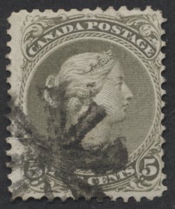 Canada #26v 5c Large Queen Horizontal Mesh Fancy Cork Cancel Crease