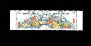 Macao Macau Dim Sum 1999 Food Dessert Snacks Cuisine stamp strip MNH