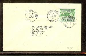 ST KITTS NEVIS (P2104B)  1954  QEII  2C GINGERLAND   NEVIS   TO BASSETERRE