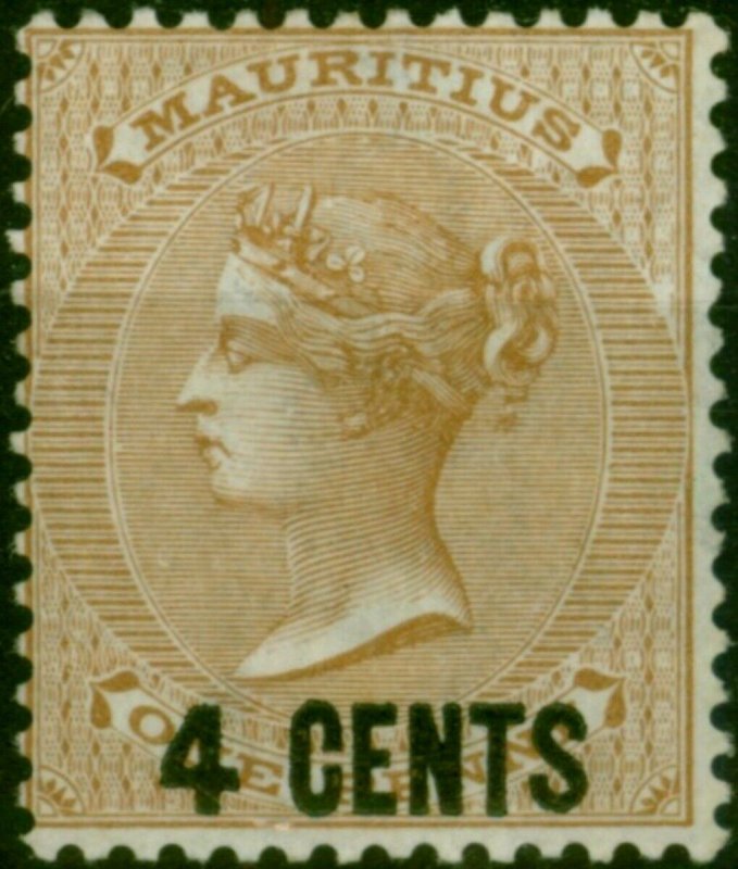 Mauritius 1878 4c on 1d Bistre SG84 Good MM